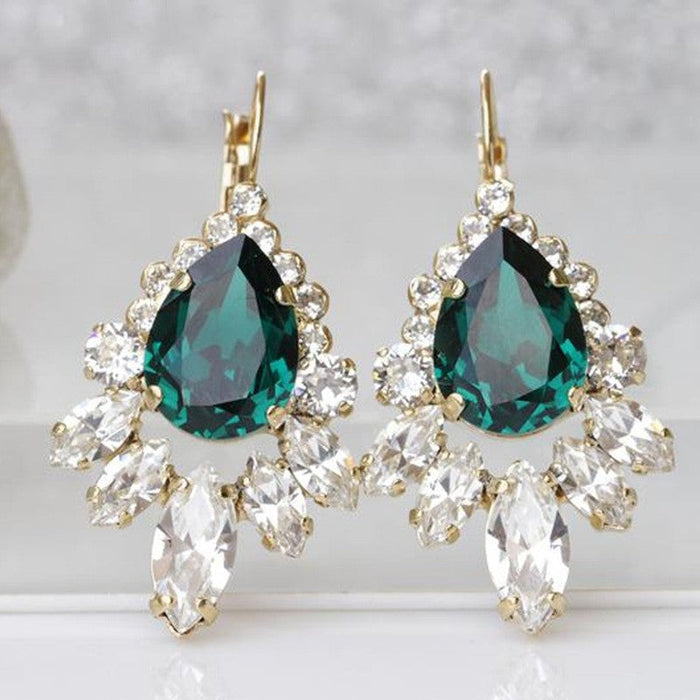 Wholesale colored artificial gemstone metal earrings JDC-ES-WN004 Earrings 薇妮 AER575 Wholesale Jewelry JoyasDeChina Joyas De China