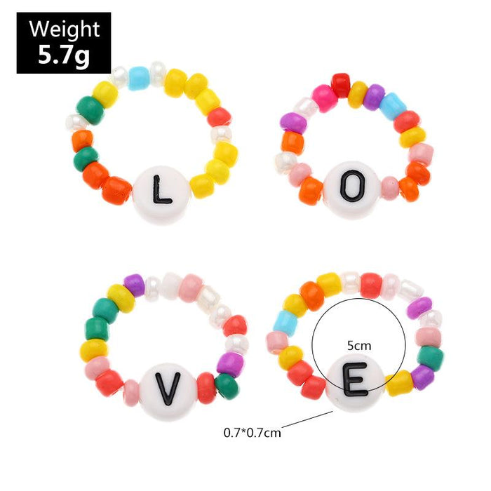 Bulk Jewelry Wholesale colored beaded ring JDC-RS-e083 Wholesale factory from China YIWU China