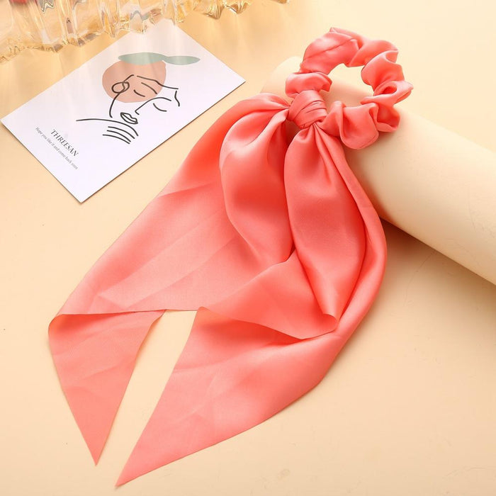 Bulk Jewelry Wholesale colored cloth knotted ribbon satin large intestine circle ponytail tied hair JDC-HS-F301 Wholesale factory from China YIWU China