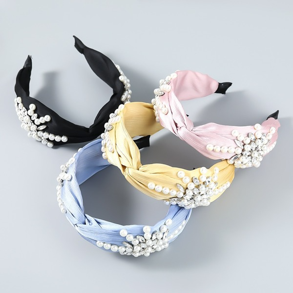 Bulk Jewelry Wholesale colored cloth set diamond-encrusted pearl flower knotted headband JDC-HD-CL026 Wholesale factory from China YIWU China