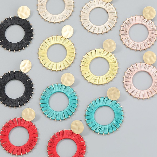 Bulk Jewelry Wholesale colored cotton round hollow earrings JDC-ES-GSCL004 Wholesale factory from China YIWU China
