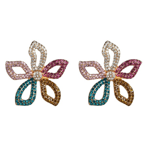 Wholesale colored diamond acrylic five-color flower alloy earrings JDC-ES-JL632 Earrings JoyasDeChina Wholesale Jewelry JoyasDeChina Joyas De China