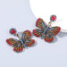 Wholesale colored diamond butterfly alloy earrings JDC-ES-JL104 Earrings JoyasDeChina red Wholesale Jewelry JoyasDeChina Joyas De China