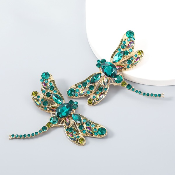 Wholesale colored diamond dragonfly alloy earrings JDC-ES-JL033 Earrings JoyasDeChina Wholesale Jewelry JoyasDeChina Joyas De China