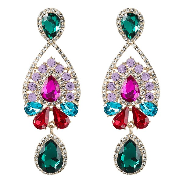 Wholesale colored diamond drop-shaped alloy earrings JDC-ES-JL052 Earrings JoyasDeChina Wholesale Jewelry JoyasDeChina Joyas De China