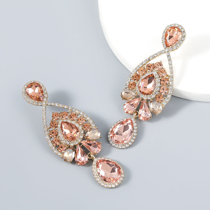 Wholesale colored diamond drop-shaped alloy earrings JDC-ES-JL052 Earrings JoyasDeChina rose gold Wholesale Jewelry JoyasDeChina Joyas De China