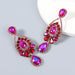 Wholesale colored diamond drop-shaped alloy earrings JDC-ES-JL052 Earrings JoyasDeChina rose red Wholesale Jewelry JoyasDeChina Joyas De China