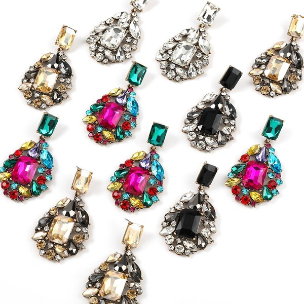 Wholesale colored diamond drop-shaped alloy earrings JDC-ES-JL098 Earrings JoyasDeChina Wholesale Jewelry JoyasDeChina Joyas De China