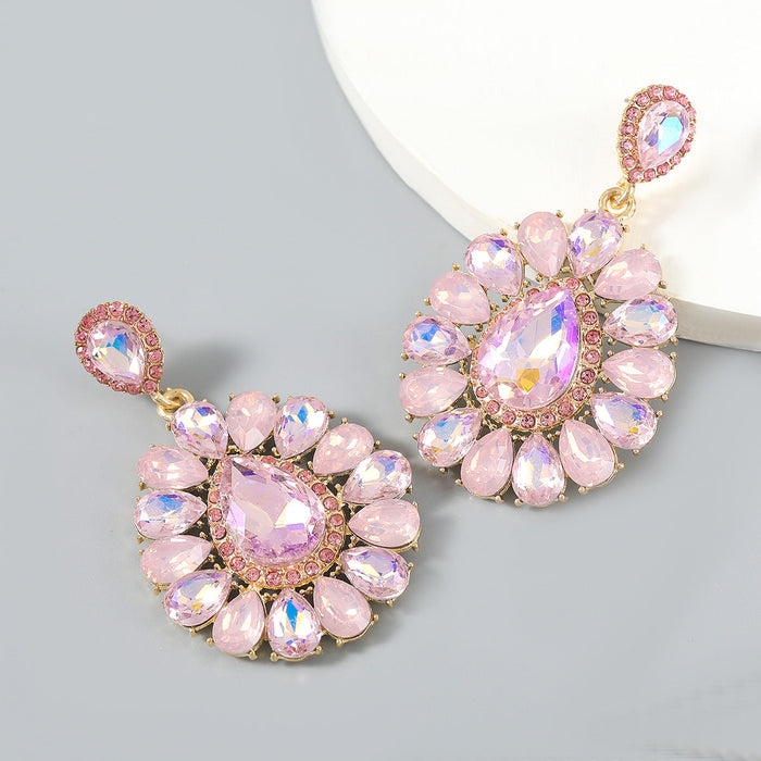 Wholesale colored diamond drop-shaped earrings alloy earrings JDC-ES-JL040 Earrings JoyasDeChina pink Wholesale Jewelry JoyasDeChina Joyas De China
