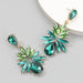 Wholesale colored diamond drop-shaped flower alloy earrings JDC-ES-JL099 Earrings JoyasDeChina green Wholesale Jewelry JoyasDeChina Joyas De China