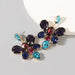 Wholesale colored diamond flower alloy earrings JDC-ES-JL009 Earrings JoyasDeChina Blue color Wholesale Jewelry JoyasDeChina Joyas De China