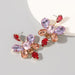 Wholesale colored diamond flower alloy earrings JDC-ES-JL009 Earrings JoyasDeChina Red color Wholesale Jewelry JoyasDeChina Joyas De China