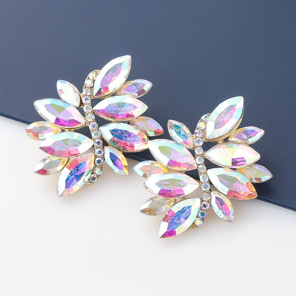 Wholesale colored diamond flower alloy earrings JDC-ES-JL031 Earrings JoyasDeChina Wholesale Jewelry JoyasDeChina Joyas De China