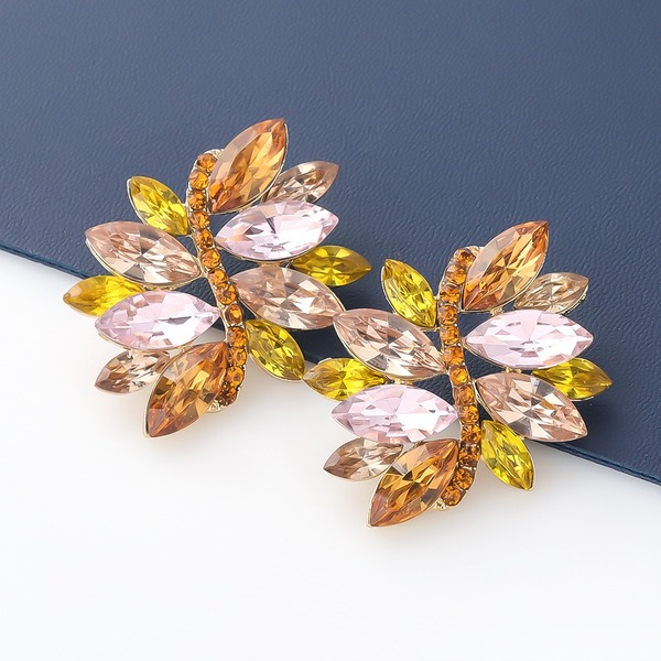 Wholesale colored diamond flower alloy earrings JDC-ES-JL031 Earrings JoyasDeChina Wholesale Jewelry JoyasDeChina Joyas De China
