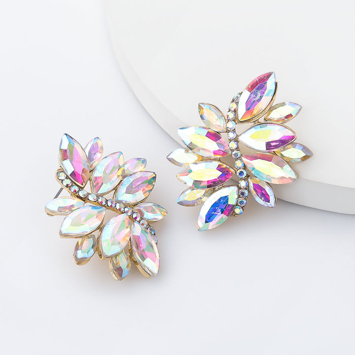 Wholesale colored diamond flower alloy earrings JDC-ES-JL031 Earrings JoyasDeChina AB color Wholesale Jewelry JoyasDeChina Joyas De China