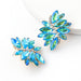 Wholesale colored diamond flower alloy earrings JDC-ES-JL031 Earrings JoyasDeChina blue Wholesale Jewelry JoyasDeChina Joyas De China
