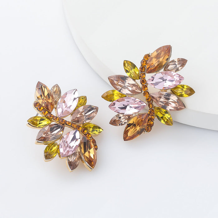 Wholesale colored diamond flower alloy earrings JDC-ES-JL031 Earrings JoyasDeChina gold pink Wholesale Jewelry JoyasDeChina Joyas De China
