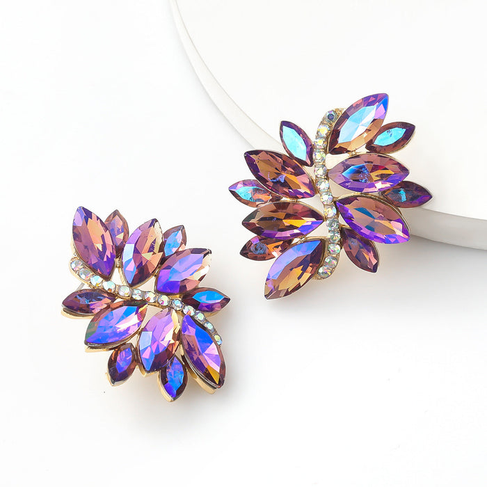 Wholesale colored diamond flower alloy earrings JDC-ES-JL031 Earrings JoyasDeChina purple Wholesale Jewelry JoyasDeChina Joyas De China