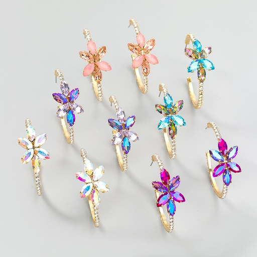 Wholesale colored diamond flower alloy earrings JDC-ES-JL076 Earrings JoyasDeChina Wholesale Jewelry JoyasDeChina Joyas De China