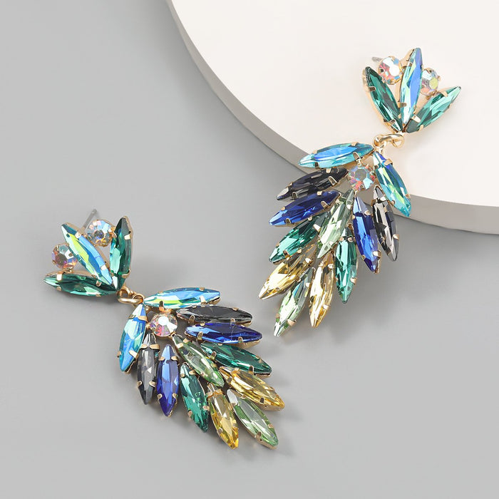 Wholesale colored diamond flower alloy earrings JDC-ES-JL081 Earrings JoyasDeChina blue Wholesale Jewelry JoyasDeChina Joyas De China