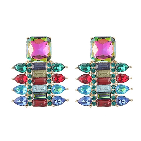 Wholesale colored diamond geometric alloy earrings JDC-ES-JL029 Earrings JoyasDeChina Wholesale Jewelry JoyasDeChina Joyas De China