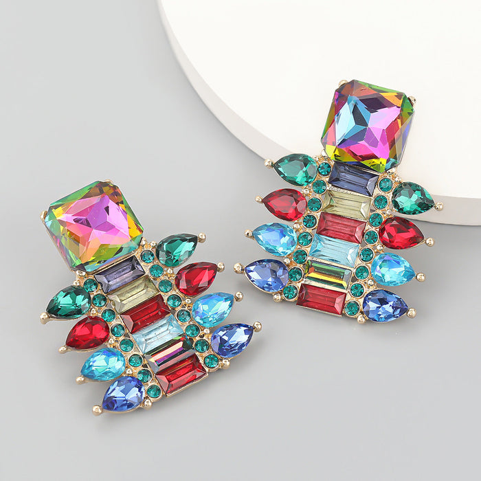 Wholesale colored diamond geometric alloy earrings JDC-ES-JL029 Earrings JoyasDeChina color Wholesale Jewelry JoyasDeChina Joyas De China
