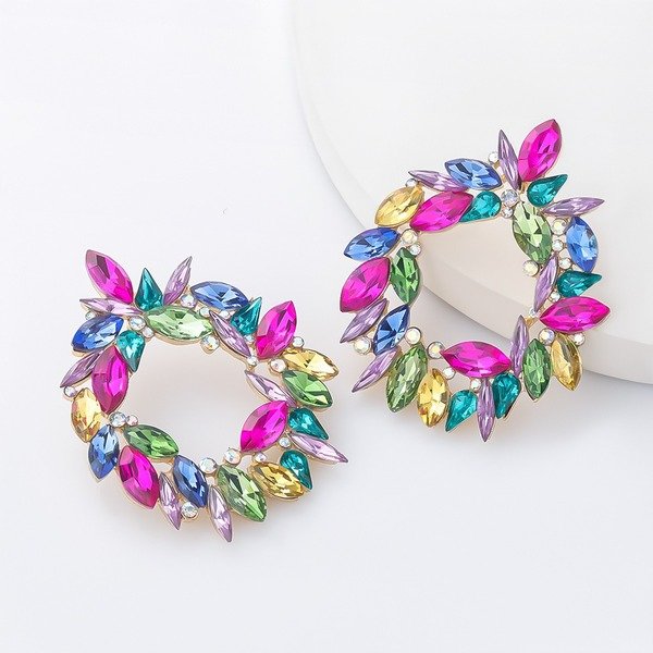 Wholesale colored diamond geometric alloy earrings JDC-ES-JL041 Earrings JoyasDeChina Wholesale Jewelry JoyasDeChina Joyas De China
