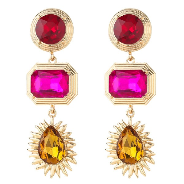 Wholesale colored diamond geometric alloy earrings JDC-ES-JL053 Earrings JoyasDeChina Wholesale Jewelry JoyasDeChina Joyas De China