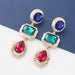 Wholesale colored diamond geometric alloy earrings JDC-ES-JL053 Earrings JoyasDeChina blue green red Wholesale Jewelry JoyasDeChina Joyas De China