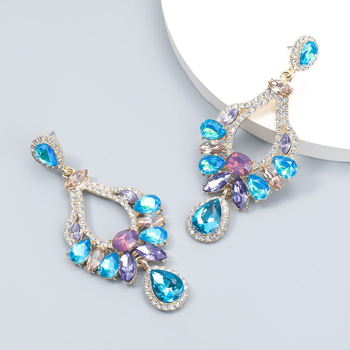 Wholesale colored diamond geometric alloy earrings JDC-ES-JL054 Earrings JoyasDeChina blue Wholesale Jewelry JoyasDeChina Joyas De China