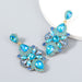 Wholesale colored diamond geometric flower alloy earrings JDC-ES-JL122 Earrings JoyasDeChina blue Wholesale Jewelry JoyasDeChina Joyas De China
