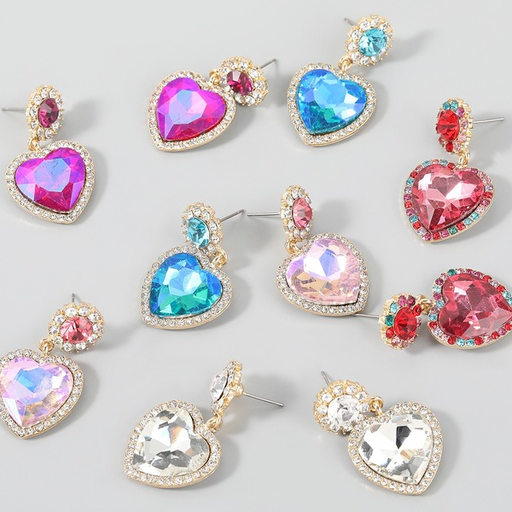 Wholesale colored diamond heart-shaped alloy earrings JDC-ES-JL010 Earrings JoyasDeChina Wholesale Jewelry JoyasDeChina Joyas De China