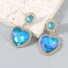 Wholesale colored diamond heart-shaped alloy earrings JDC-ES-JL010 Earrings JoyasDeChina blue Wholesale Jewelry JoyasDeChina Joyas De China