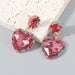 Wholesale colored diamond heart-shaped alloy earrings JDC-ES-JL010 Earrings JoyasDeChina red Wholesale Jewelry JoyasDeChina Joyas De China