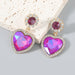 Wholesale colored diamond heart-shaped alloy earrings JDC-ES-JL010 Earrings JoyasDeChina rose red Wholesale Jewelry JoyasDeChina Joyas De China
