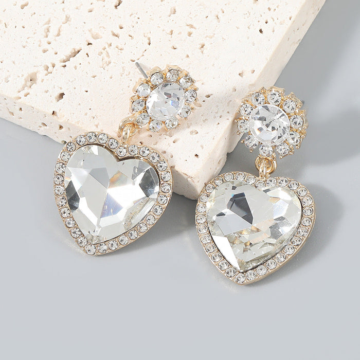 Wholesale colored diamond heart-shaped alloy earrings JDC-ES-JL010 Earrings JoyasDeChina white Wholesale Jewelry JoyasDeChina Joyas De China