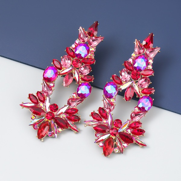 Wholesale colored diamond tree shaped flower alloy earrings JDC-ES-JL025 Earrings JoyasDeChina Wholesale Jewelry JoyasDeChina Joyas De China