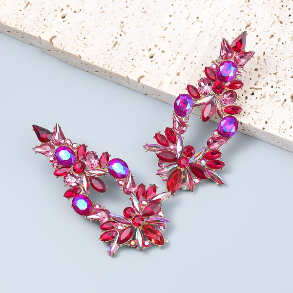 Wholesale colored diamond tree shaped flower alloy earrings JDC-ES-JL025 Earrings JoyasDeChina Wholesale Jewelry JoyasDeChina Joyas De China