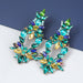 Wholesale colored diamond tree shaped flower alloy earrings JDC-ES-JL025 Earrings JoyasDeChina green Wholesale Jewelry JoyasDeChina Joyas De China