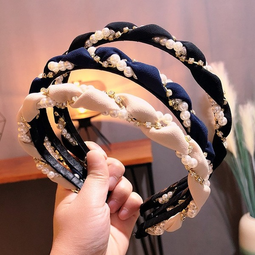 Bulk Jewelry Wholesale colored fabric pearl hair hoop JDC-HD-RXK002 Wholesale factory from China YIWU China