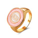 Wholesale colored geometric alloy rings JDC-RS-D063 Rings JoyasDeChina 05KC Gold# Powder White Wholesale Jewelry JoyasDeChina Joyas De China