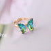 Wholesale colored glaze color gradient butterfly copper Rings JDC-RS-GSNB051 Rings JoyasDeChina 1#green adjustable Wholesale Jewelry JoyasDeChina Joyas De China