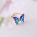 Wholesale colored glaze color gradient butterfly copper Rings JDC-RS-GSNB051 Rings JoyasDeChina 2#dark blue adjustable Wholesale Jewelry JoyasDeChina Joyas De China