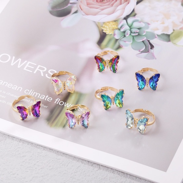 Wholesale colored glaze color gradient butterfly copper Rings JDC-RS-GSNB051 Rings JoyasDeChina Wholesale Jewelry JoyasDeChina Joyas De China