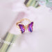 Wholesale colored glaze color gradient butterfly copper Rings JDC-RS-GSNB051 Rings JoyasDeChina 5#deep purple adjustable Wholesale Jewelry JoyasDeChina Joyas De China