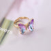 Wholesale colored glaze color gradient butterfly copper Rings JDC-RS-GSNB051 Rings JoyasDeChina 6#light purple adjustable Wholesale Jewelry JoyasDeChina Joyas De China