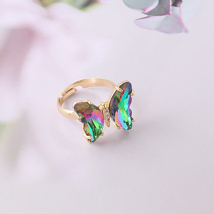 Wholesale colored glaze color gradient butterfly copper Rings JDC-RS-GSNB051 Rings JoyasDeChina 7#color adjustable Wholesale Jewelry JoyasDeChina Joyas De China