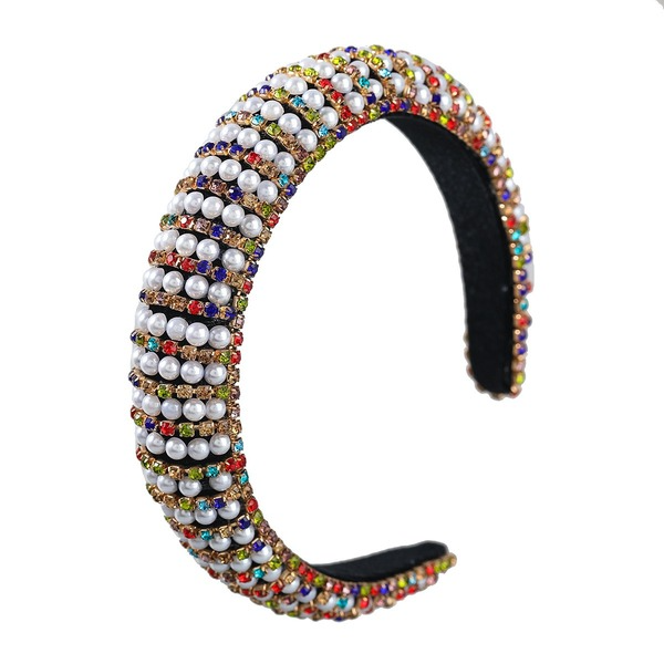 Bulk Jewelry Wholesale colored gold velvet diamond-encrusted pearl wide-brimmed hair hoop JDC-HD-CL010 Wholesale factory from China YIWU China