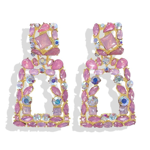 Bulk Jewelry Wholesale colored metal full diamond T-shaped earrings JDC-ES-V21 Wholesale factory from China YIWU China