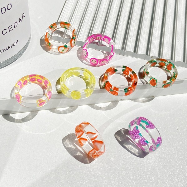 Bulk Jewelry Wholesale colored plastic fruit resin ring JDC-RS-RXF001 Wholesale factory from China YIWU China